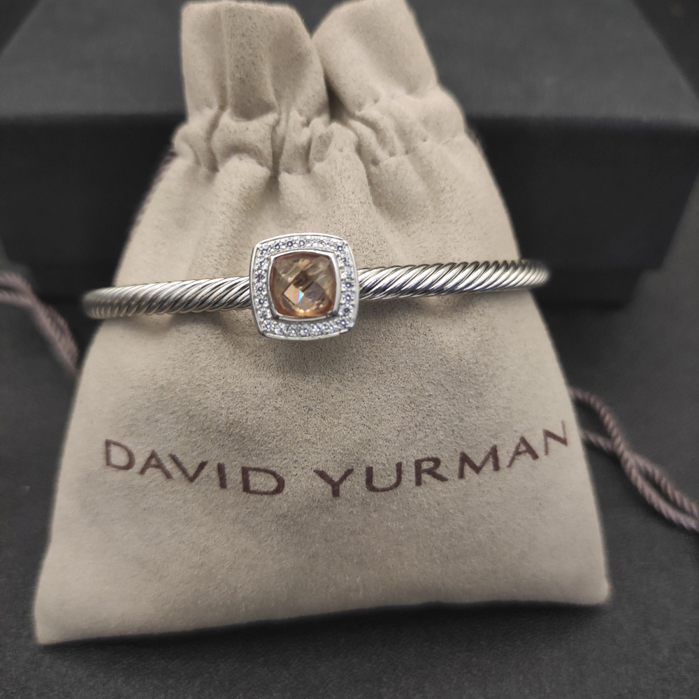 David Yurman 4mm square diamond button champagne diamond bracelet
